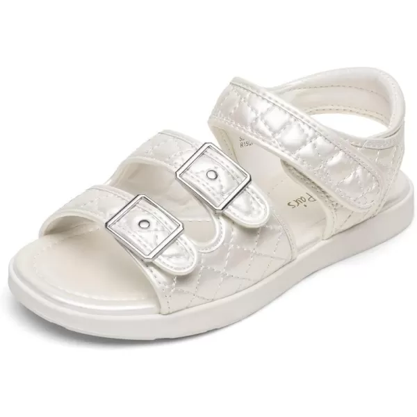 imageDREAM PAIRS Girls Sandals Open Toe Summer Shoes with Adjustable Strap Buckle ToddlerLittle KidBeigeWhite