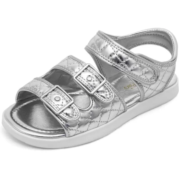 imageDREAM PAIRS Girls Sandals Open Toe Summer Shoes with Adjustable Strap Buckle ToddlerLittle KidSilver