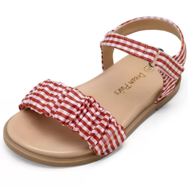 imageDREAM PAIRS Girls Sandals OpenToe Princess Dress Flat Sandals Summer ShoesToddlerLittle KidRed