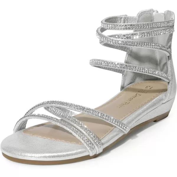 imageDREAM PAIRS Girls Sandals Wedge Flatform Open Toe Gladiator Strappy Platform Sandals Summer Shoes with ZipperSilver