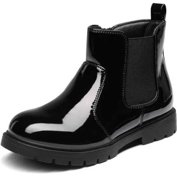 imageDREAM PAIRS Girls Side Zipper Chelsea Ankle Boots Little KidBig KidBlackPat