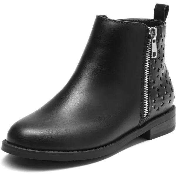imageDREAM PAIRS Girls Side Zipper Low Heels Ankle Boots ToddlerLittle KidBig KidBlackPu