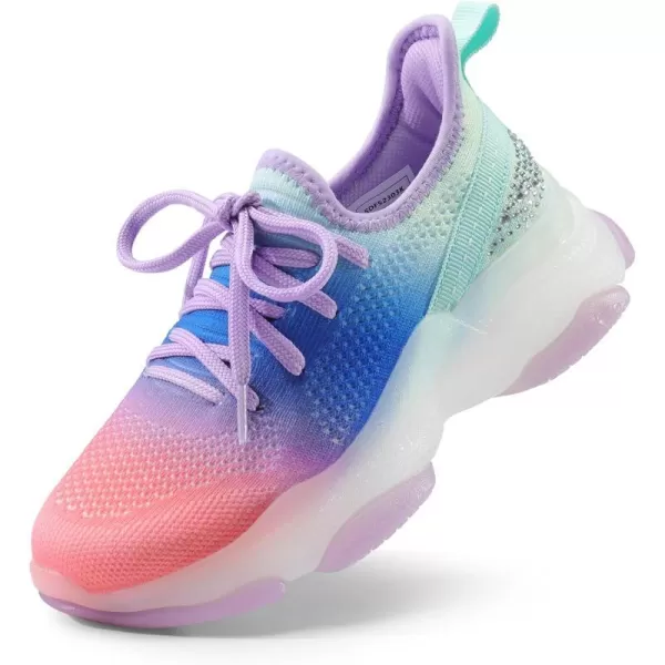 imageDREAM PAIRS Girls SlipOn Sneakers Kids Lightweight Jelly Sole Walking ShoesRainbowBlue