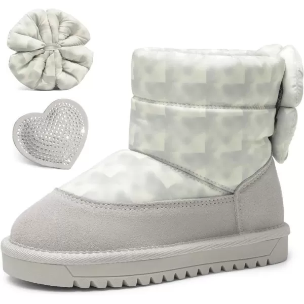 imageDREAM PAIRS Girls Snow Boots Kids Winter 10mm Puffy Faux Fur Lined Ankle Shoes for LittleBig KidGreyBeige