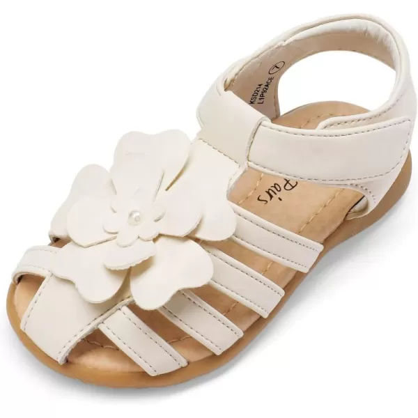 imageDREAM PAIRS Girls ToddlerLittle Kid ClosedToe Flower Summer Dress Sandals ShoesMilky White