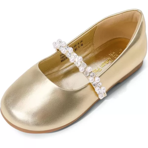 imageDREAM PAIRS Girls ToddlerLittle KidBig Kid Serena100 Mary Jane Ballerina Flat ShoesGoldt