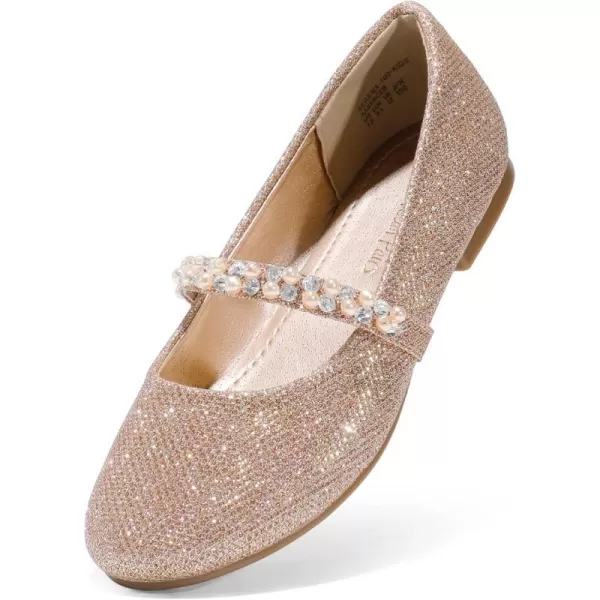 imageDREAM PAIRS Girls ToddlerLittle KidBig Kid Serena100 Mary Jane Ballerina Flat ShoesRoseGoldGlitter
