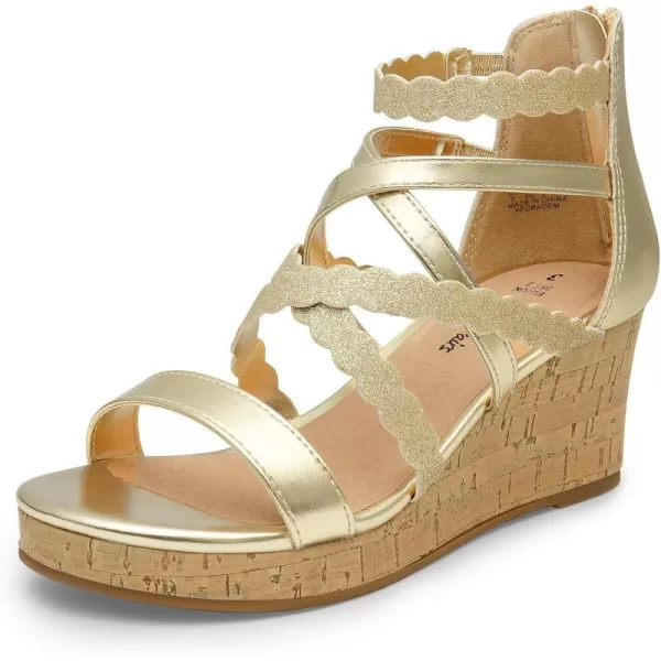 imageDREAM PAIRS Girls Wedge Sandals Summer Flatform Open Toe Platform SandalsGold