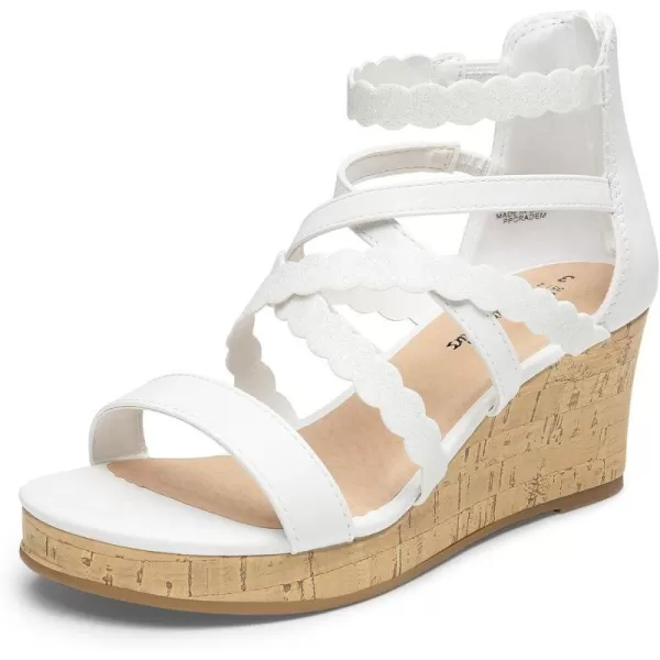 imageDREAM PAIRS Girls Wedge Sandals Summer Flatform Open Toe Platform SandalsWhite