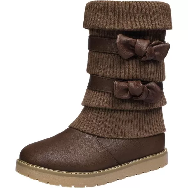 imageDREAM PAIRS Girls Winter Snow Boots Faux Fur Lined Mid Calf ShoesBrown