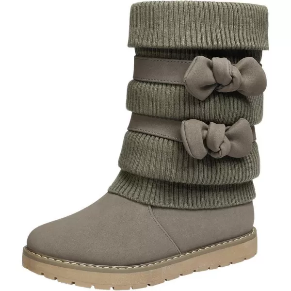 imageDREAM PAIRS Girls Winter Snow Boots Faux Fur Lined Mid Calf ShoesGrey Pu
