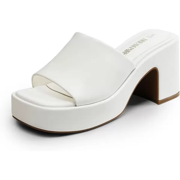 imageDREAM PAIRS High Chunky Platform Heels for Women Fashion Comfort Slip on Square Open Toe Block Heel SandalsWhitepu