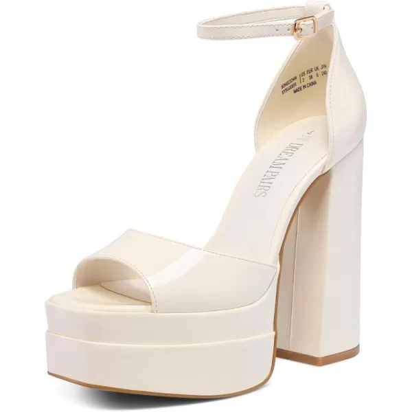 imageDREAM PAIRS High Heels Chunky Block Platform Heels for Women Ankle Strap Sexy Open Square Toe Heels Dressy Pumps SandalsBeigepat