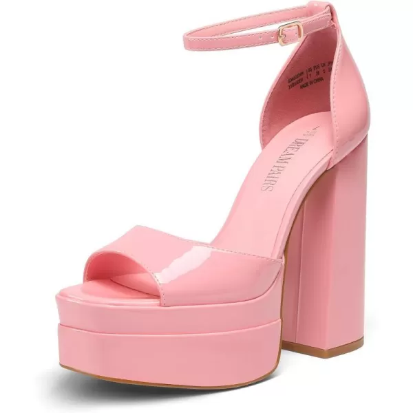 imageDREAM PAIRS High Heels Chunky Block Platform Heels for Women Ankle Strap Sexy Open Square Toe Heels Dressy Pumps SandalsPinkpat