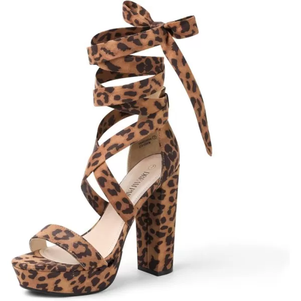 imageDREAM PAIRS High Heels Chunky Block Platform Heels for Women Strappy Gladiator Sexy Open Toe Heels Dressy Pumps SandalsLeopard