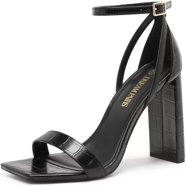 imageDREAM PAIRS High Heels Chunky Block Square Toe Heels for Women dressy Open Toe Heel SandalsBlack