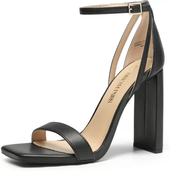 imageDREAM PAIRS High Heels Chunky Block Square Toe Heels for Women dressy Open Toe Heel SandalsBlackpu