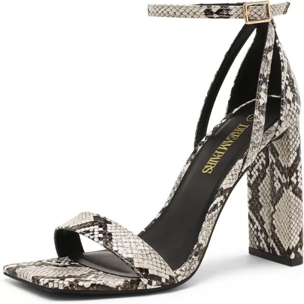 imageDREAM PAIRS High Heels Chunky Block Square Toe Heels for Women dressy Open Toe Heel SandalsSnakePrint
