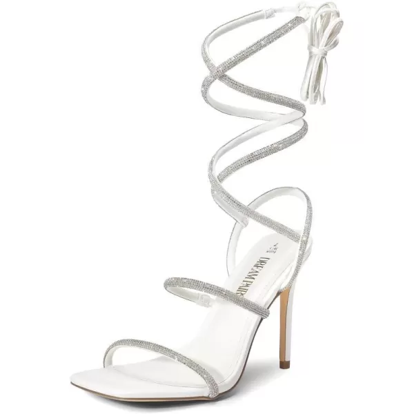 imageDREAM PAIRS High Heels Stilletos Heels for Women Strappy Gladiator Sexy Square Toe Heels Open Toe Heels Dressy Pumps SandalsWhite