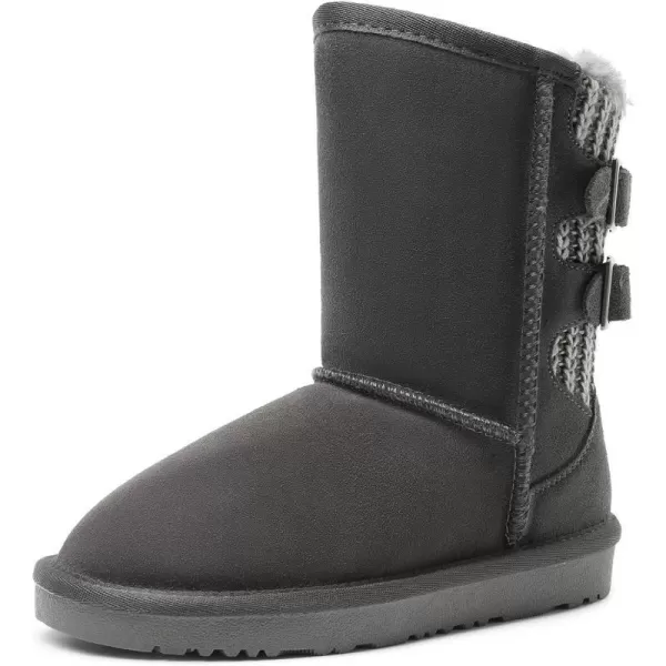 imageDREAM PAIRS Kids Faux Fur Lined Mid Calf Winter Snow BootsGrey