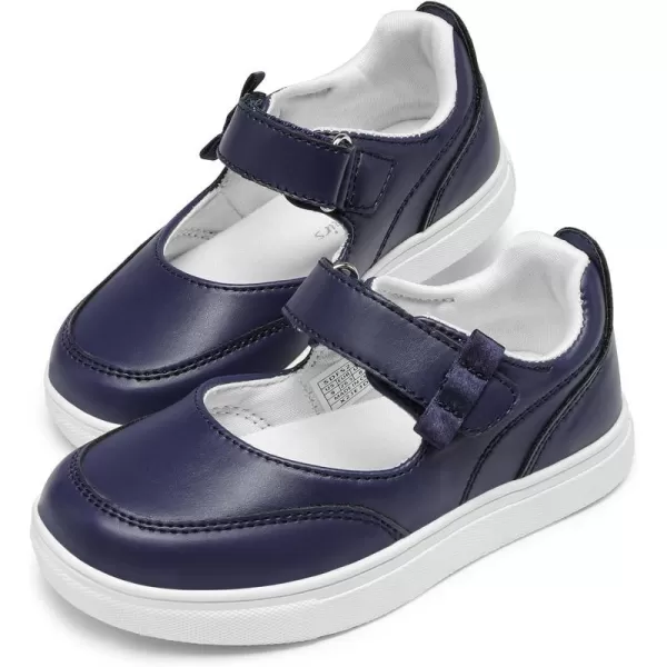 imageDREAM PAIRS Kids Girls Mary Jane Sneakers Strap Toddler Little Girls School Shoes Soft Walking Party Flat ShoesNavy