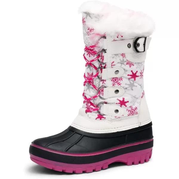 imageDREAM PAIRS Kids Insulated Waterproof Winter Snow BootsWhiteFuchsia