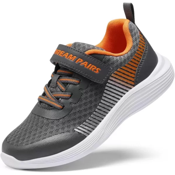 imageDREAM PAIRS Kids Shoes Boys Girls Lightweight Tennis Running Sports Athletic SneakersGreyOrange