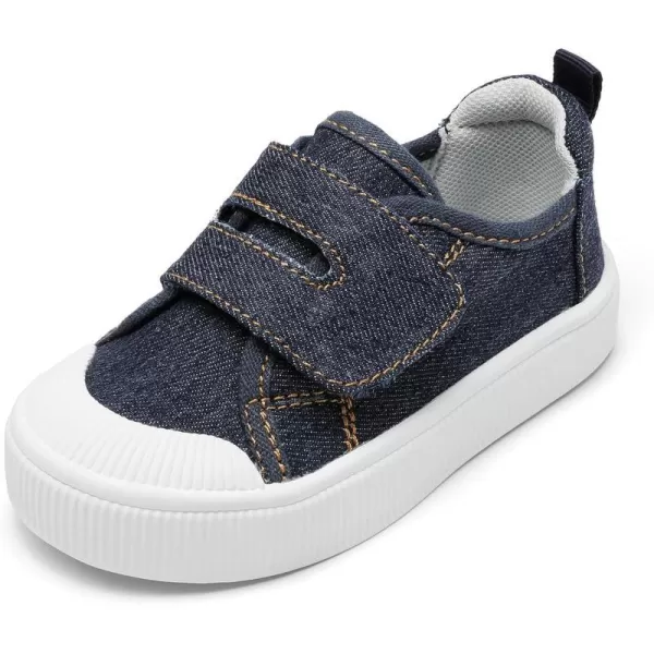 imageDREAM PAIRS Kids Toddler Sneakers Little Boys Girls Cartoon Canvas Shoes Hook and Loops Casual Walking ShoesDark Bluedenim