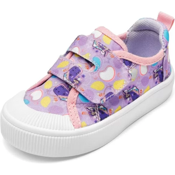 imageDREAM PAIRS Kids Toddler Sneakers Little Boys Girls Cartoon Canvas Shoes Hook and Loops Casual Walking ShoesPurple