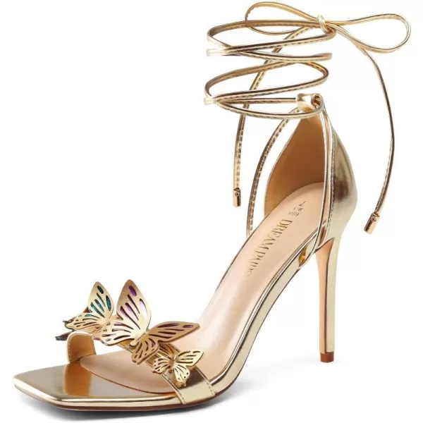 imageDREAM PAIRS Lace Up High Heels Stilletos Heels for Women Strappy Gladiator Sexy Open Square Toe Heels Fashion Dressy Heels Wedding Bridal Pumps Sandals ShoesGoldpu