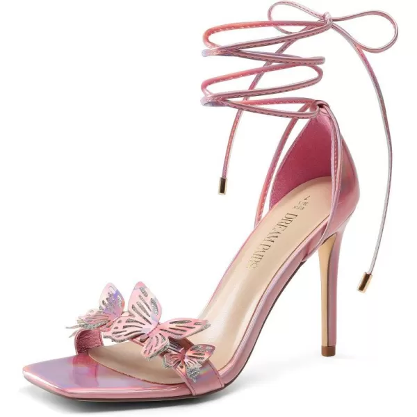 imageDREAM PAIRS Lace Up High Heels Stilletos Heels for Women Strappy Gladiator Sexy Open Square Toe Heels Fashion Dressy Heels Wedding Bridal Pumps Sandals ShoesPinkpu