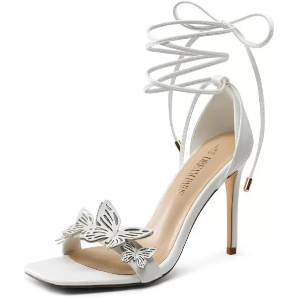 imageDREAM PAIRS Lace Up High Heels Stilletos Heels for Women Strappy Gladiator Sexy Open Square Toe Heels Fashion Dressy Heels Wedding Bridal Pumps Sandals ShoesWhitepu