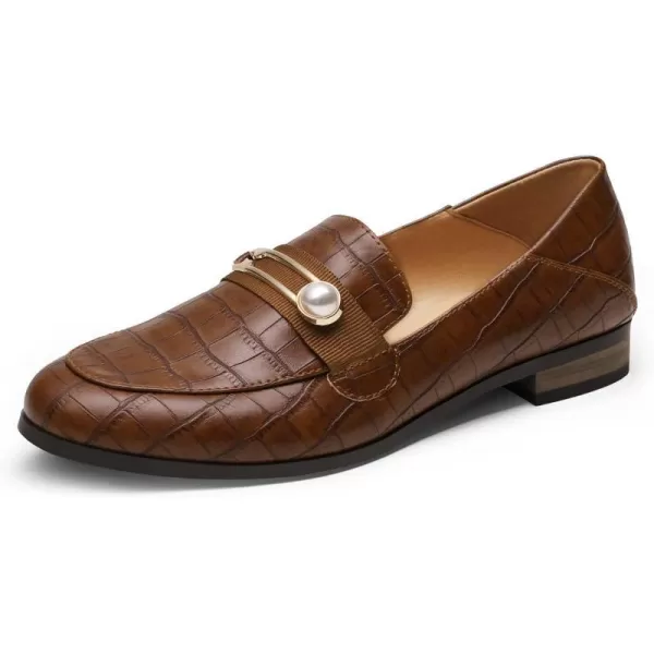 imageDREAM PAIRS Loafers for Women Slip On Comfortable Round Toe Casual Fashion Flats Driving ShoesTan StonePu