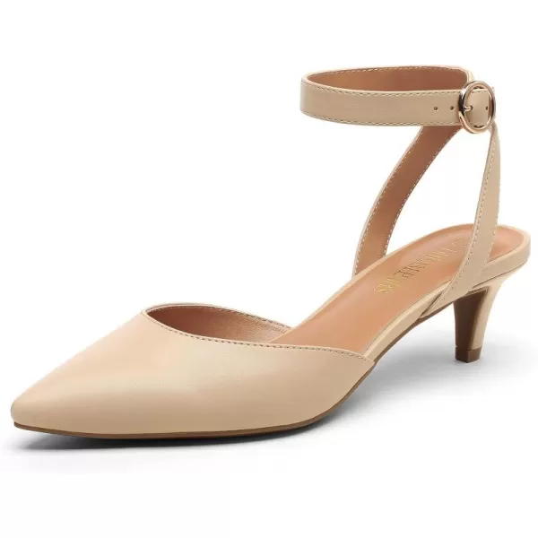 imageDREAM PAIRS Low Heels for Women Wedding Dress Closed Toe Pump ShoesNude