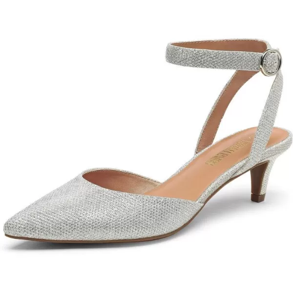 imageDREAM PAIRS Low Heels for Women Wedding Dress Closed Toe Pump ShoesSilverGlitter