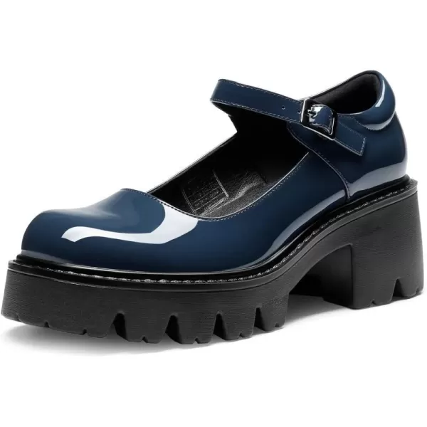 imageDREAM PAIRS Mary Janes Shoes Women Platform Low Heel Chunky Pumps Round Toe Ankle StrapNavy