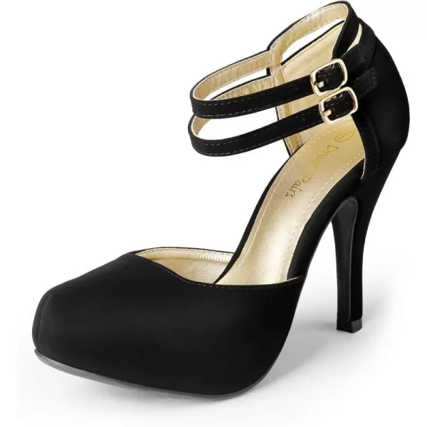 imageDREAM PAIRS Office02 Womens Classy Mary Jane Double Ankle Strap Almond Toe High Heel Pumps NewBlack