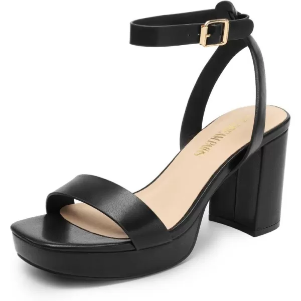 imageDREAM PAIRS Platform Heels for Women High Block Chunky Open Toe Ankle Strap Heels Fashion Wedding Party Evening Prom Dance Dress Pump Sandals ShoesBlackpu