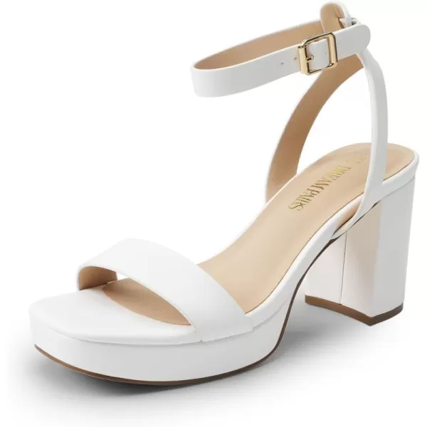 imageDREAM PAIRS Platform Heels for Women High Block Chunky Open Toe Ankle Strap Heels Fashion Wedding Party Evening Prom Dance Dress Pump Sandals ShoesWhitepu