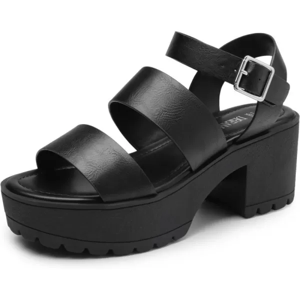 imageDREAM PAIRS Platform Heels for Women Lightweight Chunky Open Toe Stylish Comfortable Fisherman Sandals with Adjustable Ankle StrapBlack