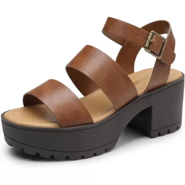 imageDREAM PAIRS Platform Heels for Women Lightweight Chunky Open Toe Stylish Comfortable Fisherman Sandals with Adjustable Ankle StrapBrown