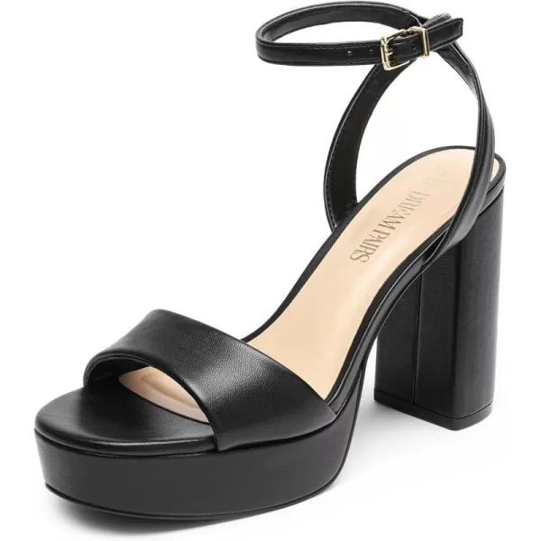 imageDREAM PAIRS Platform High Heels for Women Chunky Round Open Toe Ankle Strap Stylish Heeled Sandals for Party Prom WeddingBlackpu