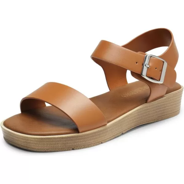 imageDREAM PAIRS Platform Sandals for Women Comfortable Open Toe Wedge Sandals with Foam Insole Lightweight Flatform Sandals for Women Dressy Casual SummerBrown