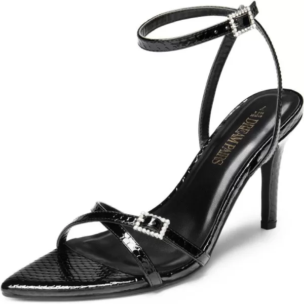 imageDREAM PAIRS Pointy Toe Heels for Women Stiletto Sexy Strappy Ankle Strap 37 inch High Heel Sandals for Party PromBlackpat
