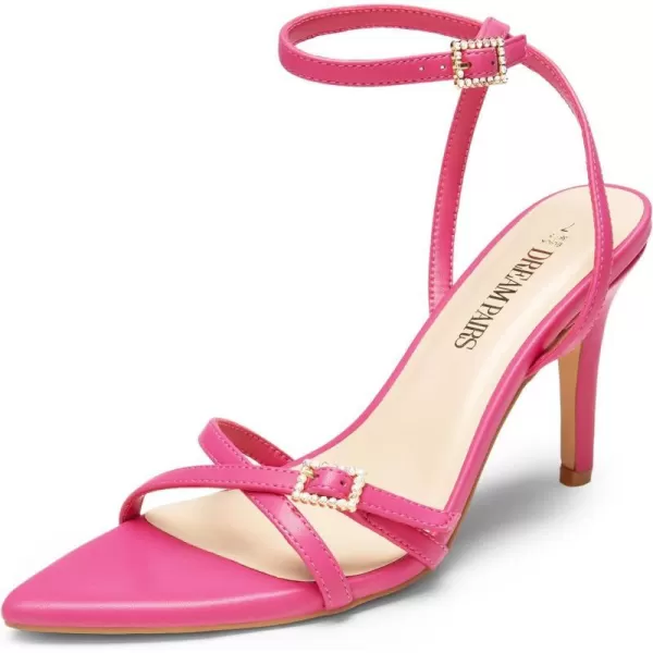 imageDREAM PAIRS Pointy Toe Heels for Women Stiletto Sexy Strappy Ankle Strap 37 inch High Heel Sandals for Party PromHot Pinkpu