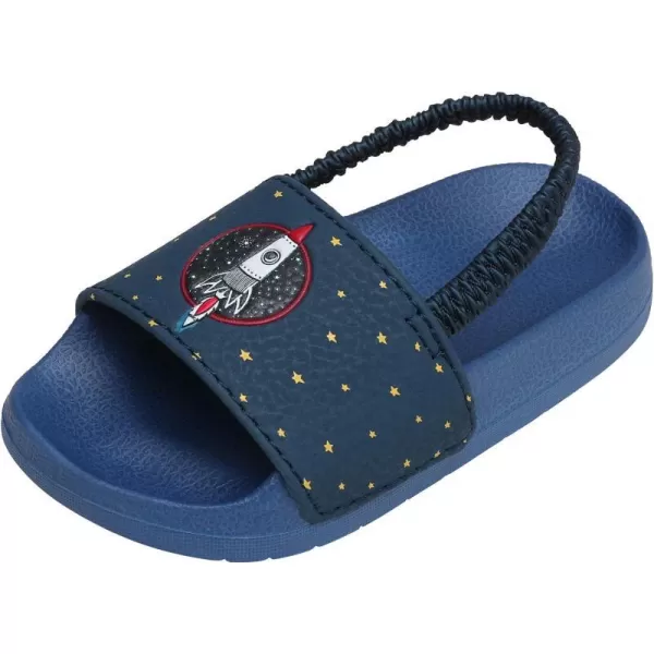 imageDREAM PAIRS Toddler Boys Girls Slip on Slide Sandals Kids Outdoor Summer Beach Water Shoes SlippersMoonNavy
