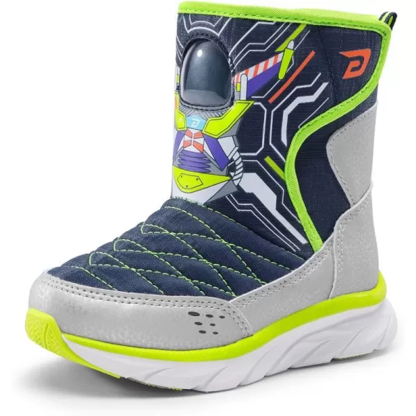 imageDREAM PAIRS Toddler Boys Girls Snow Boots Space Capsule Slot Hook and Loop Lightweight Faux Fur Lined Mid Calf Little Kids Winter ShoesNavyNeon Green