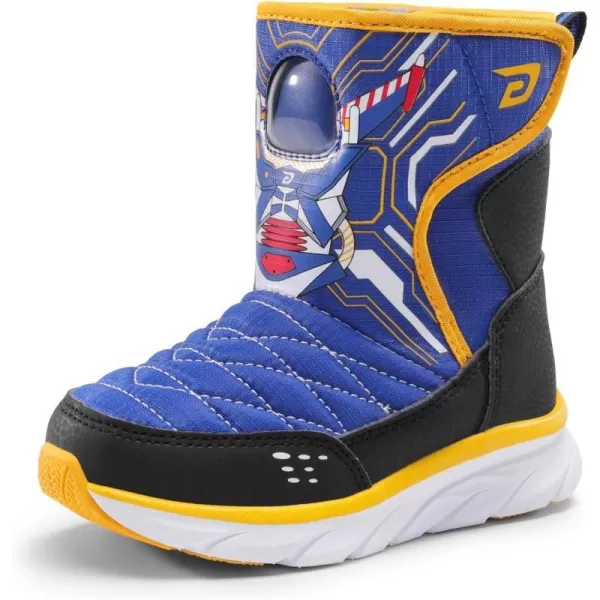 imageDREAM PAIRS Toddler Boys Girls Snow Boots Space Capsule Slot Hook and Loop Lightweight Faux Fur Lined Mid Calf Little Kids Winter ShoesRoyal BlueOrange
