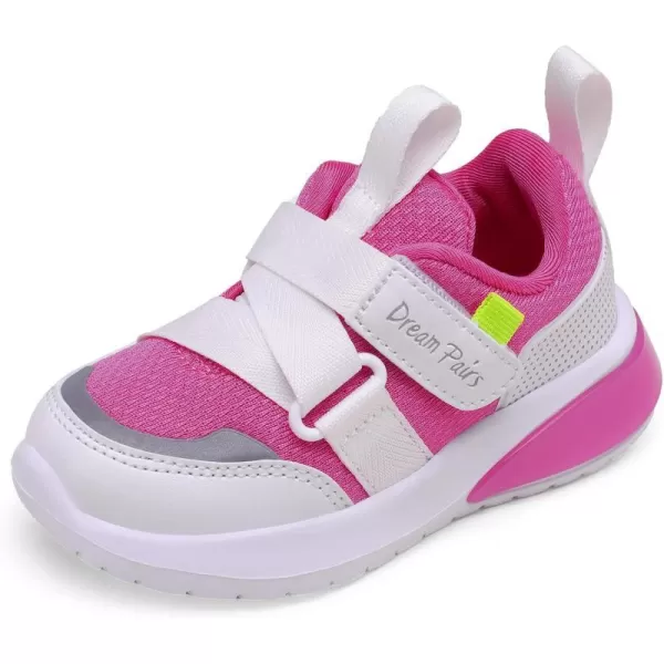imageDREAM PAIRS Toddler Boys Girls Tennis Running Walking Shoes Kids Breathable Lightweight SneakersWhiteRoseRed