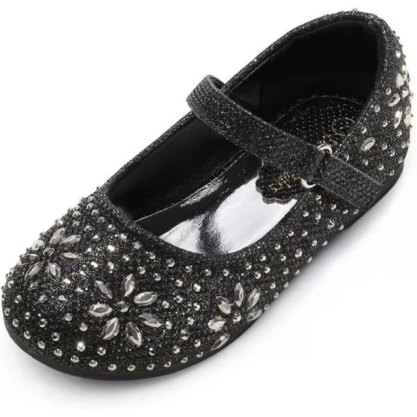 imageDREAM PAIRS Toddler Girls Dress Shoes Mary Jane Rhinestone Buckle Strap Ballerina FlatBlack